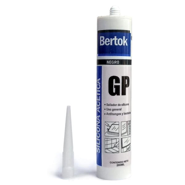 Silicona Acetica Negro BERTOK 280Ml