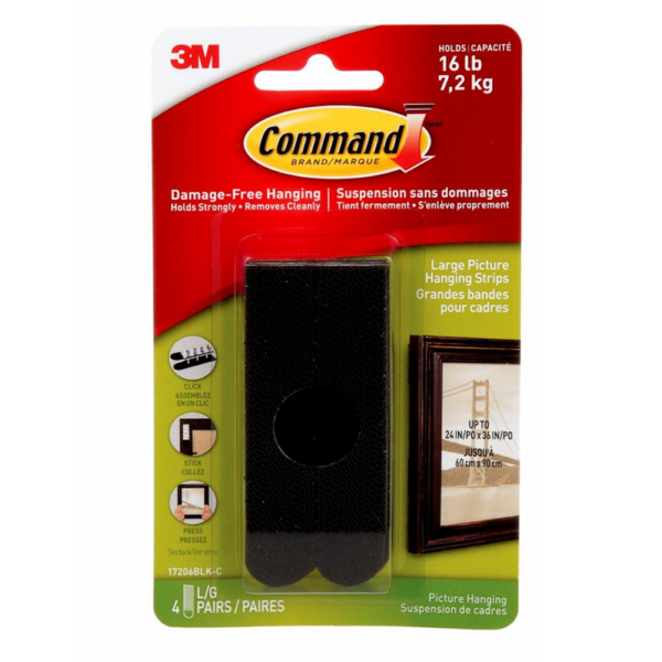 Tiras De Abrojo 3M Cuelga Cuadros 7,2Kg Negro