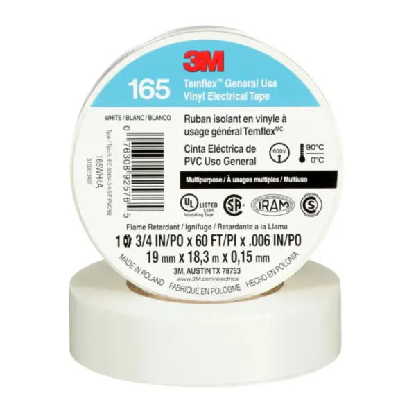 Cinta Aisladora 3M Temflex 165 18Mts. Blanca