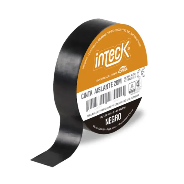 Cinta Aisladora INTECK De PVC Autoextinguible 5mts Negra