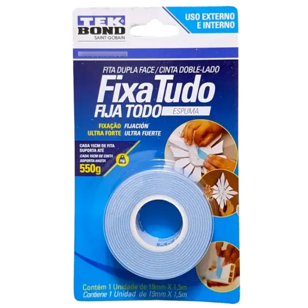 Cinta Doble Faz Tek Bond 19mm X 1.5Mts Int.