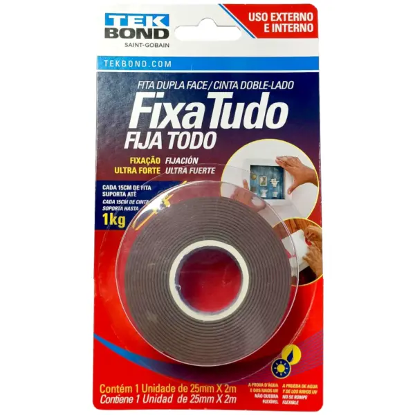 Cinta Doble Faz TEKBOND 25mm X 2Mts Acrilica Ext.