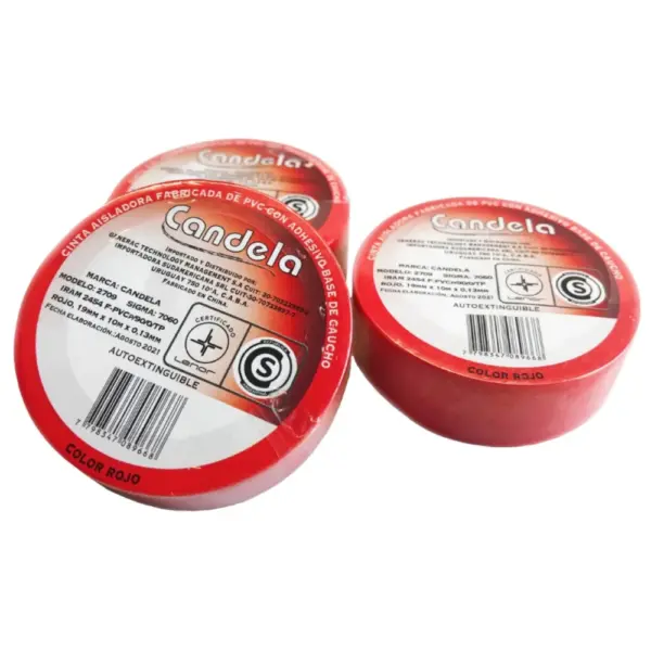 Cinta Aisladora Roja CANDELA 10Mts