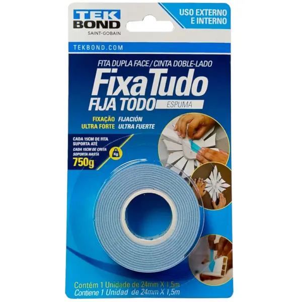 Cinta Doble Faz Tek Bond 24mm X 1.5Mts Int.