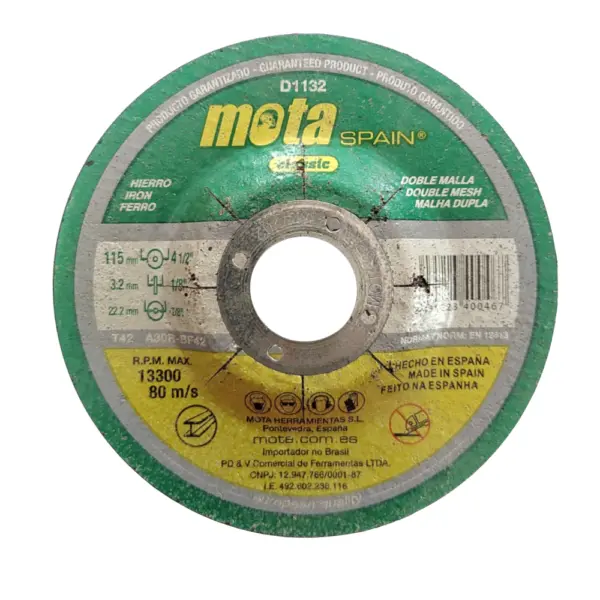 Disco De Corte Centro Deprimido MOTA D1132 115 X 3.2mm