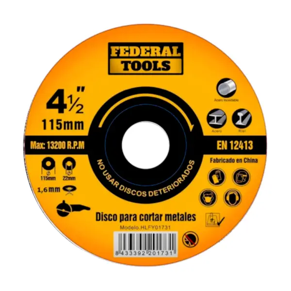 Disco De Corte 115 X 1.6mm FEDERAL TOOLS