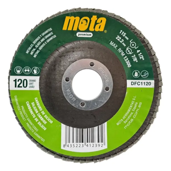 Disco Flap Carburo De Silicio MOTA G120 Acero DFC1120