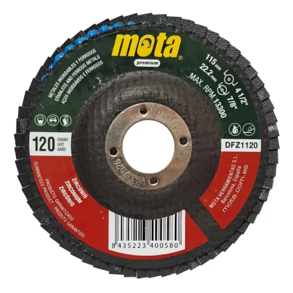 Disco Flap Zirconio MOTA G120 Acero DFZ1120