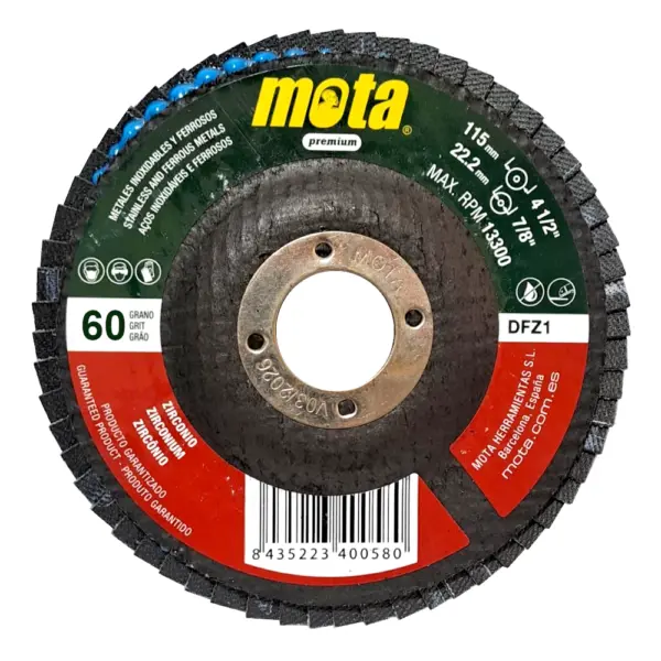 Disco Flap Zirconio MOTA G60 Acero DFZ1060