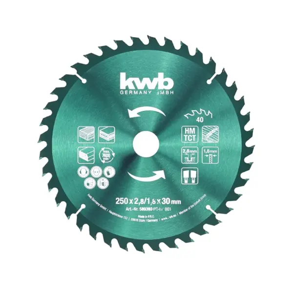 Disco Sierra Circular 250 X 30mm 40D KWB