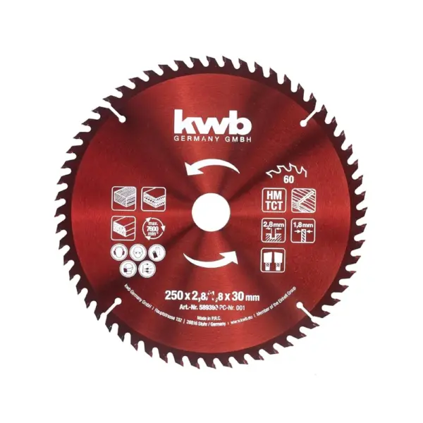 Disco Sierra Circular 250 X 30mm 60D KWB