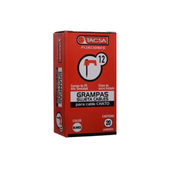 Grampa Para Cable Coaxil N°12 TACSA Gris 20 Unidades