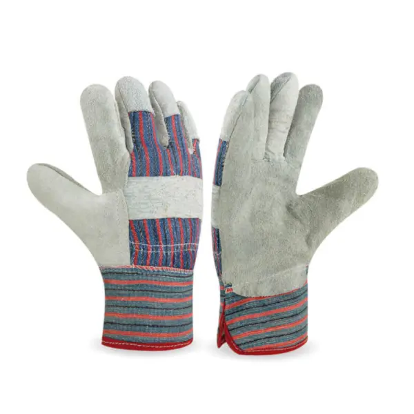 Guante De Descarne Corto Combinado C/Tela Gris