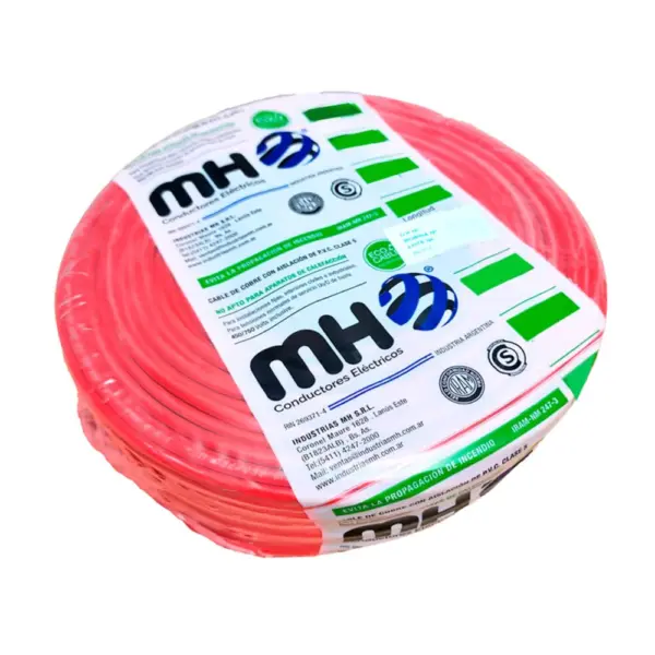 Bobina Cable Unipolar 2.5mm 100Mts MH Rojo