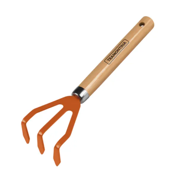 Rastrillo Metalico Mango Madera TRAMONTINA 3 Dientes
