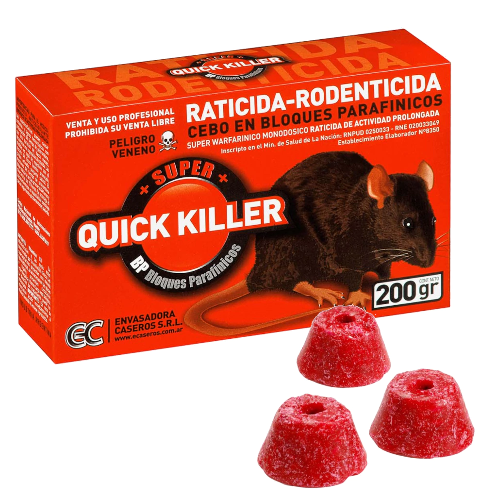 Raticida en bloque 100Gr Quick Killer