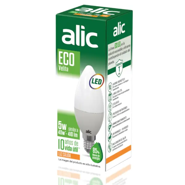 Lampara Led ALIC Velita 5W E14 Luz Dia