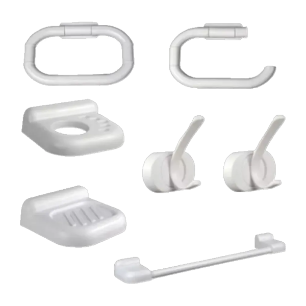 Set De Baño Ars Plastic Blanco 6 Piezas