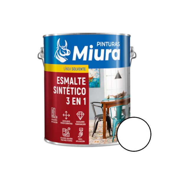 Esmalte Sintetico Miura 3 En 1 Blanco Brillante 1L