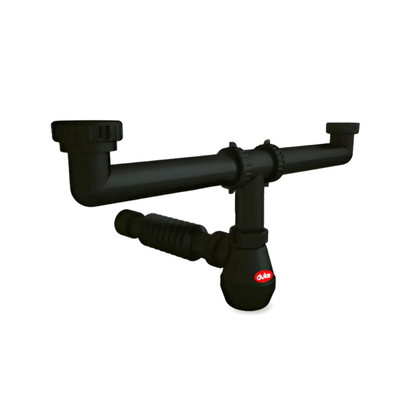 Sifon Doble Pvc Negro Duke