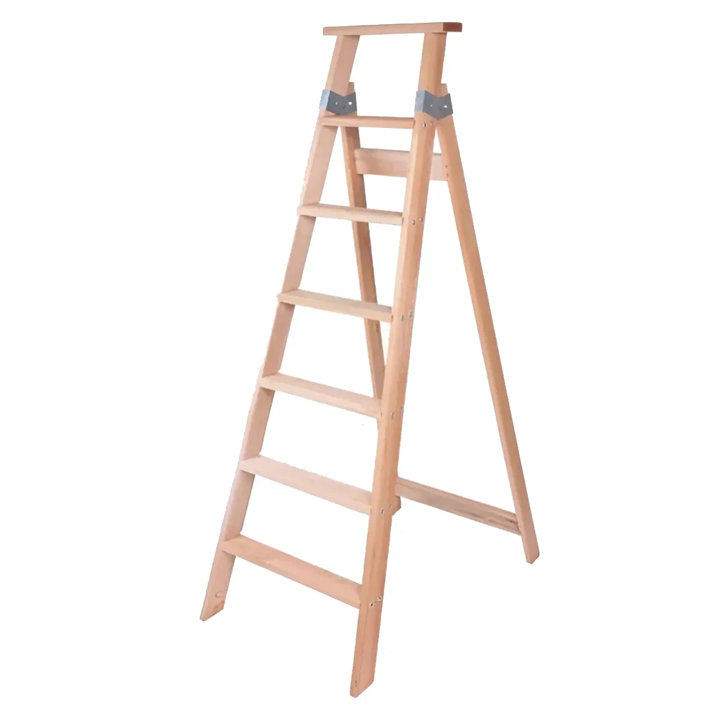 Escalera Familiar De Madera 7 Peldaños Tipo Tijera