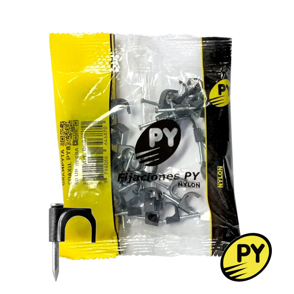 Grampa Para Cable Coaxil N°6 PY Bolsa 50 Unidades