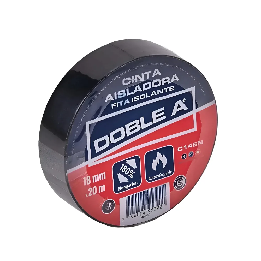 Cinta Aisladora DOBLE A C146N 18mm X 20Mts