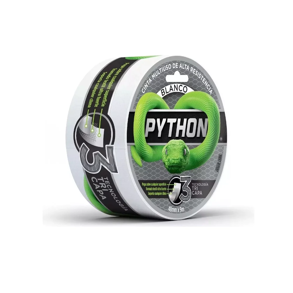 Cinta Duct Tape Python 48mm 9Mts Blanca