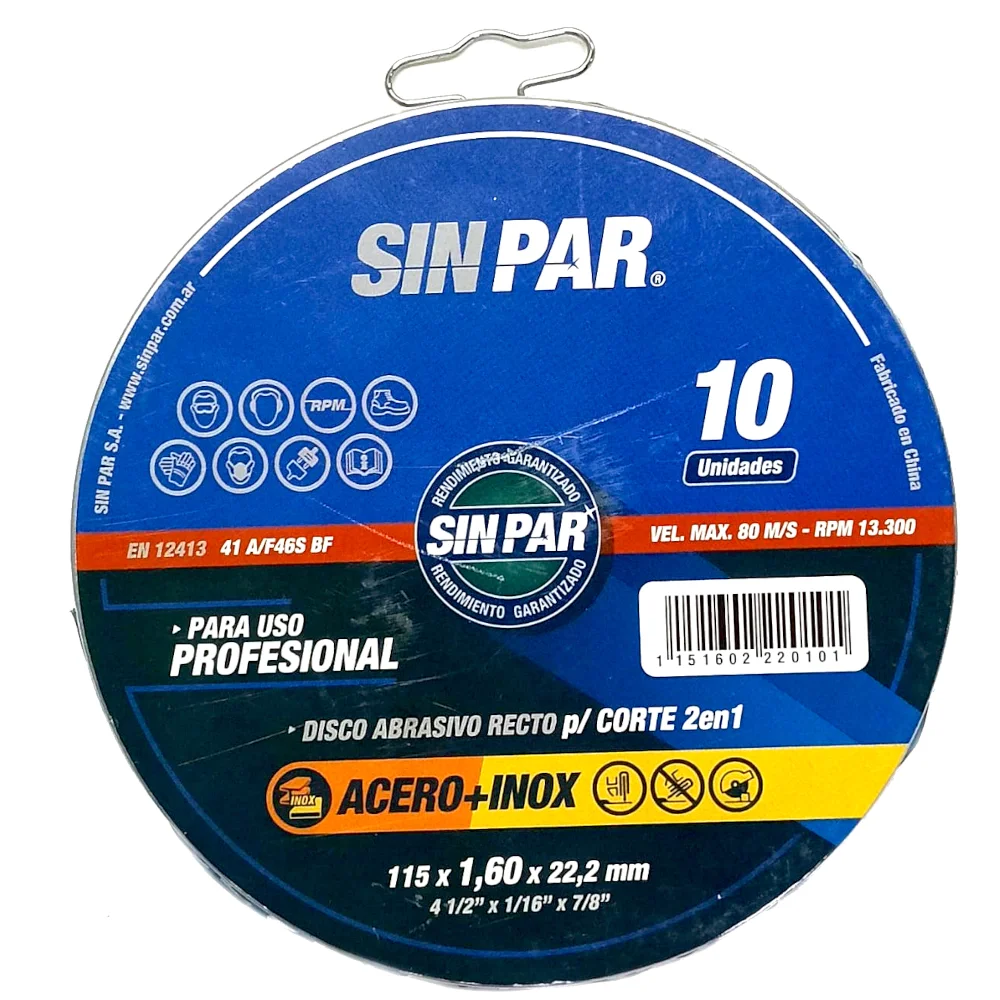 Lata X10 Discos De Corte SINPAR 115 X 1.6mm