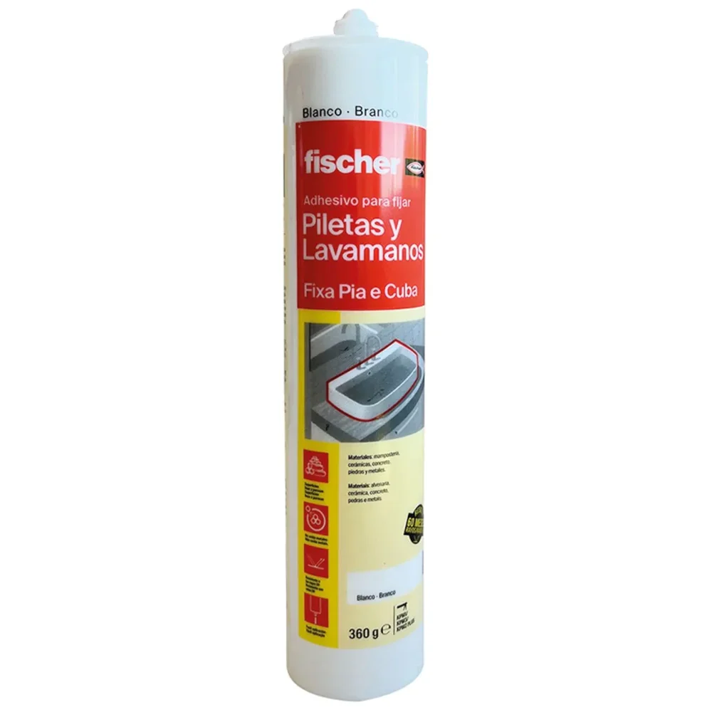 Adhesivo Para Fijar Piletas Y Lavamanos FISCHER 360Gr Blanco