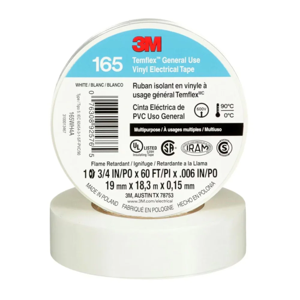 Cinta Aisladora 3M Temflex 165 18Mts. Blanca