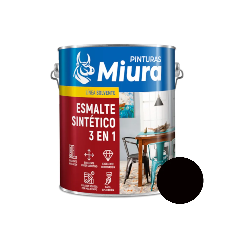 Esmalte Sintetico Miura 3 En 1 Negro Brillante 0.9L