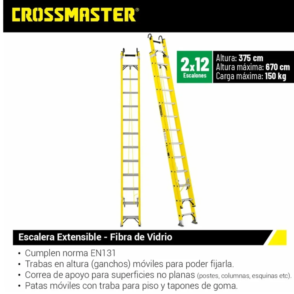Escalera De Fibra Extensible 12 X 2 CROSSMASTER